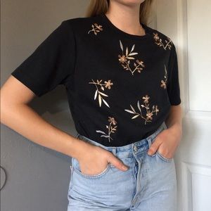 Vintage short sleeve embroidered sweatshirt